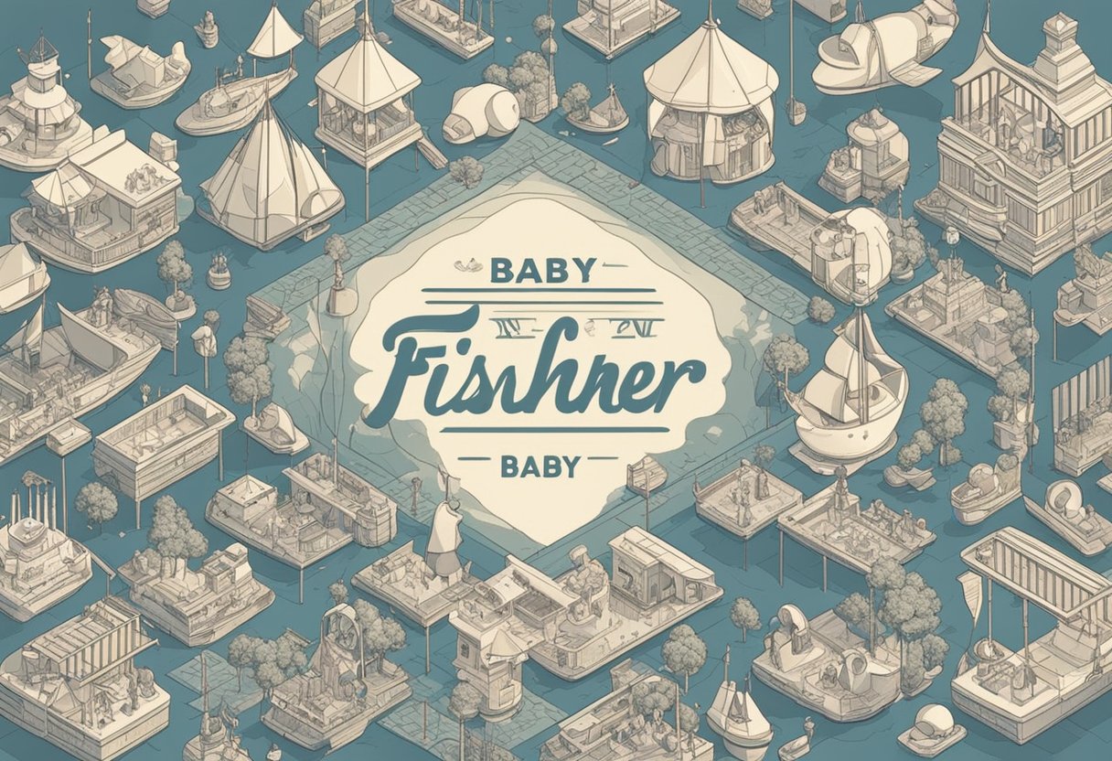 A baby name fisher surrounded by famous namesakes and cultural references