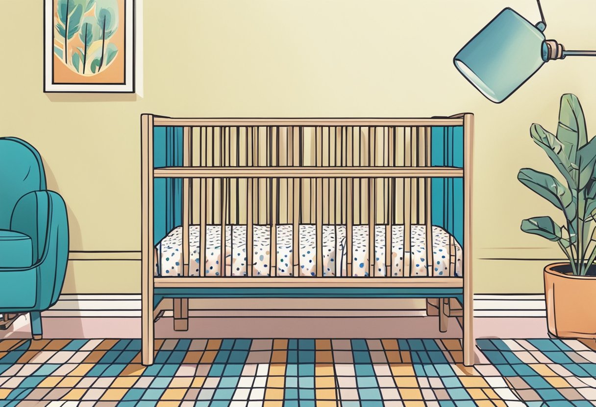 A small crib with the name "Frankie" on a colorful blanket