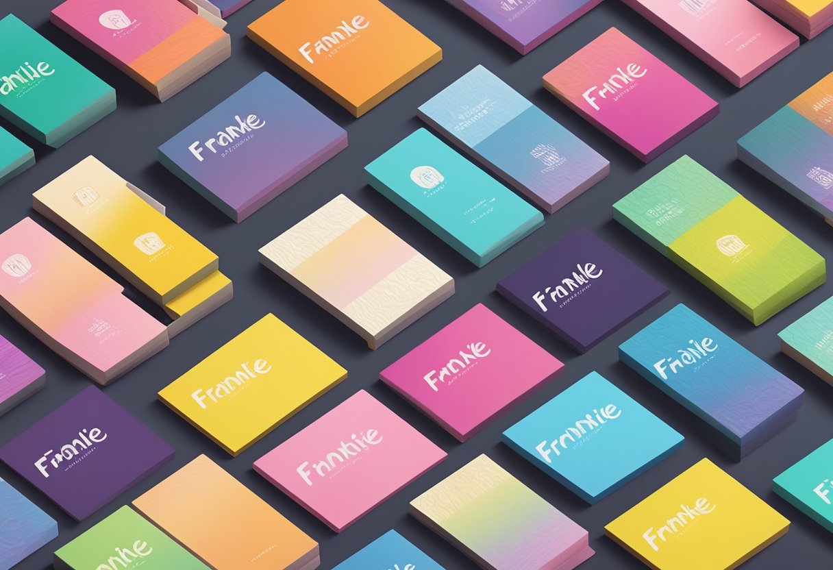 A collection of colorful name cards with "Frankie" written in different fonts and styles