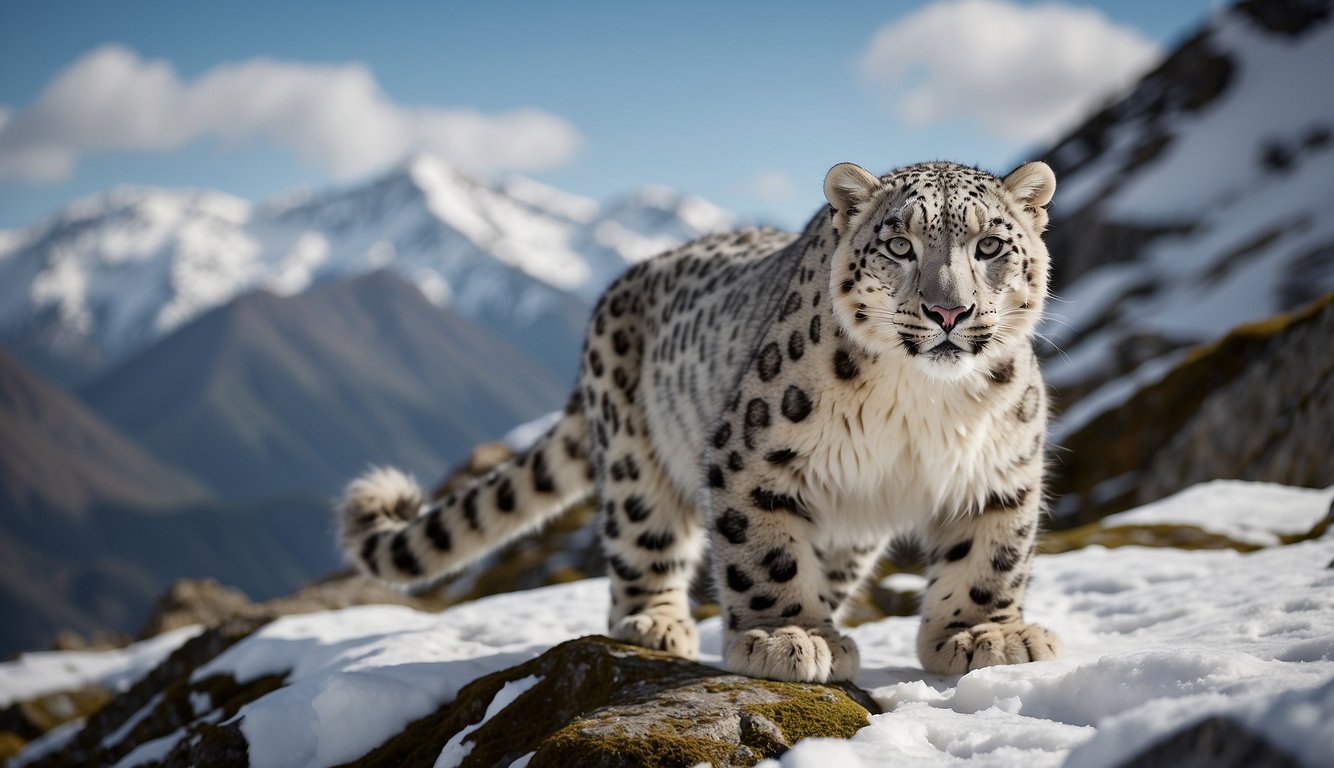 Snow leopards skillfully navigate steep, rocky terrain, blending into the snowy landscape with their thick fur and keen eyesight.

They move with grace and agility, showcasing their mountain skills