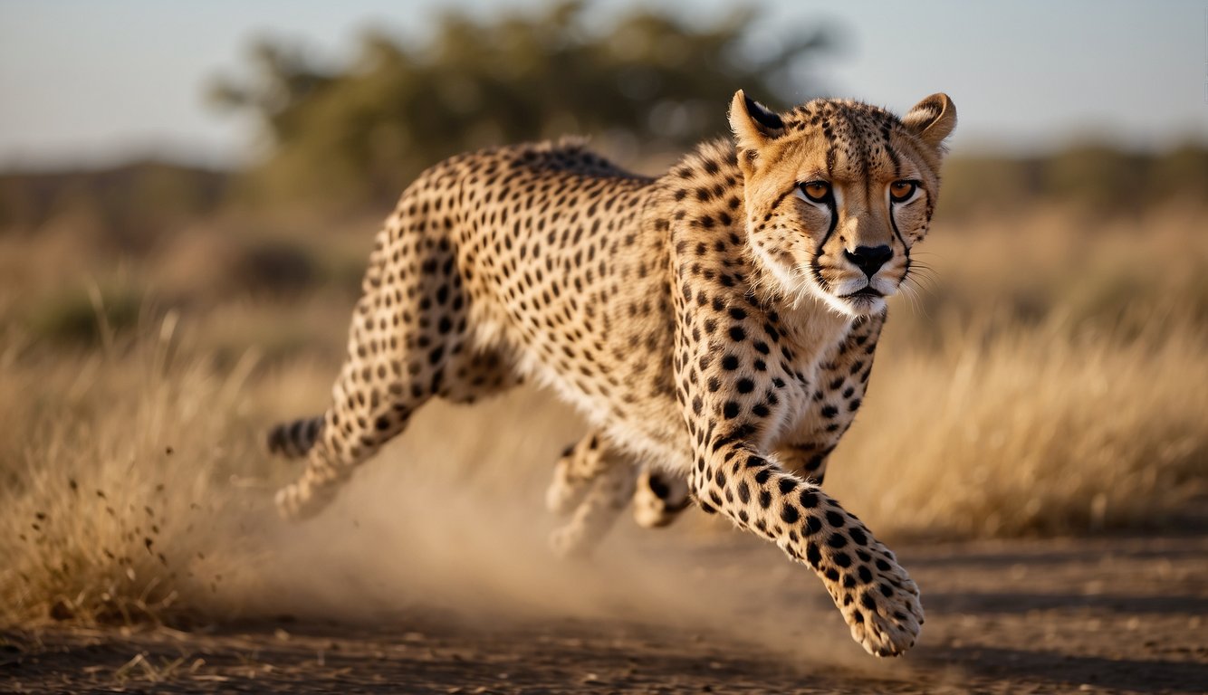A cheetah sprints across the savannah, its sleek body stretched out in a blur of speed.

It stalks its prey, using stealth and explosive acceleration to catch its target