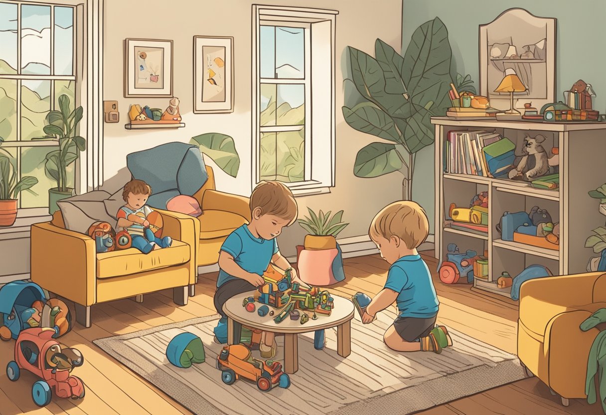 A toddler named Gunner plays with his siblings in a cozy living room, surrounded by toys and laughter