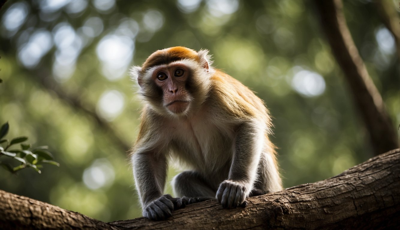 Monkeys scale tall trees effortlessly, using agile limbs and gripping with strong hands.

Their nimble movements showcase their impressive climbing abilities