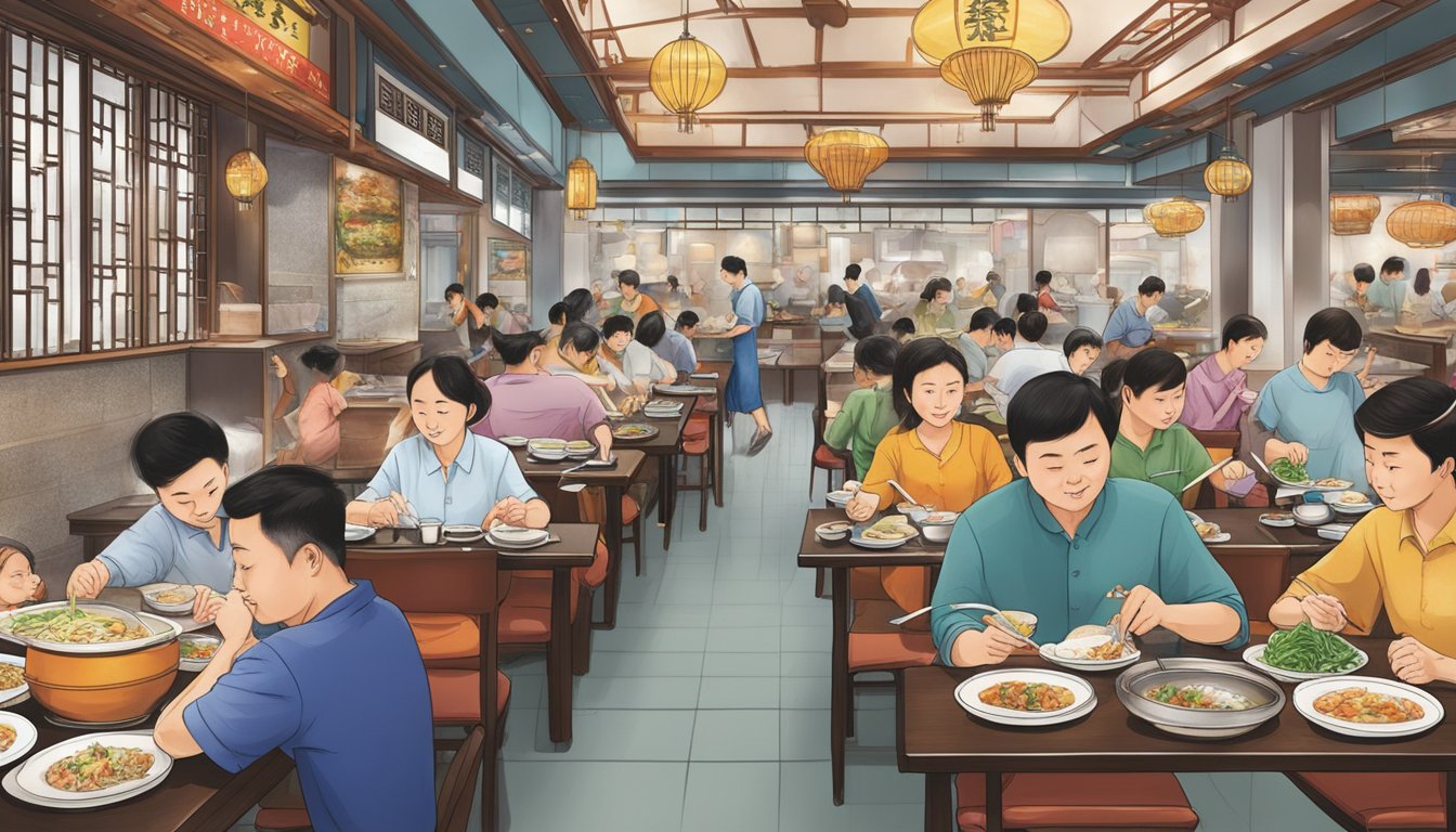 A bustling Chinese restaurant at Causeway Point, filled with the aroma of sizzling woks and the sound of chopsticks clinking against ceramic plates