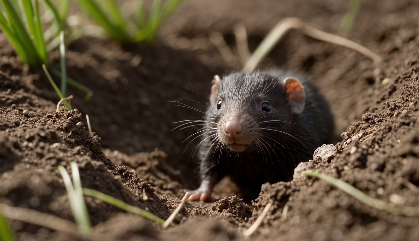 A newborn mole emerges from its underground burrow, growing and molting until it becomes a skilled burrower, creating intricate tunnels beneath the earth