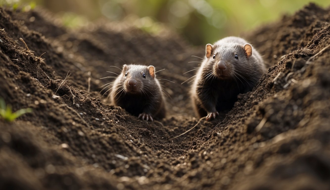 Moles tunnel through the earth, creating a network of interconnected burrows.

Their strong claws and powerful bodies allow them to dig efficiently, shaping the landscape beneath the surface