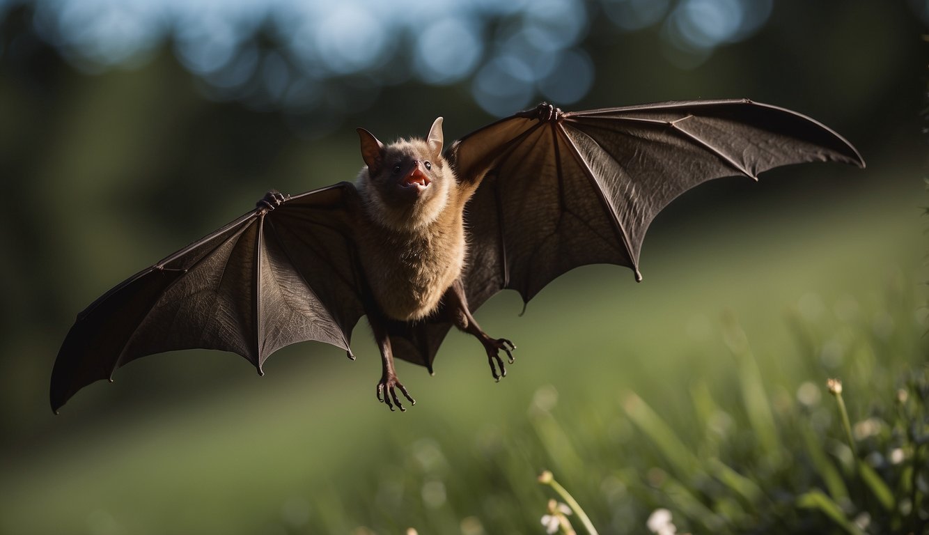 A bat emits high-frequency sound waves, bouncing off prey and returning as echoes, allowing the bat to locate and capture its prey with precision