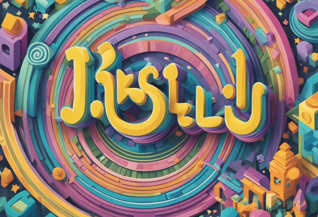 Isabella's name written in colorful block letters surrounded by playful, swirling designs