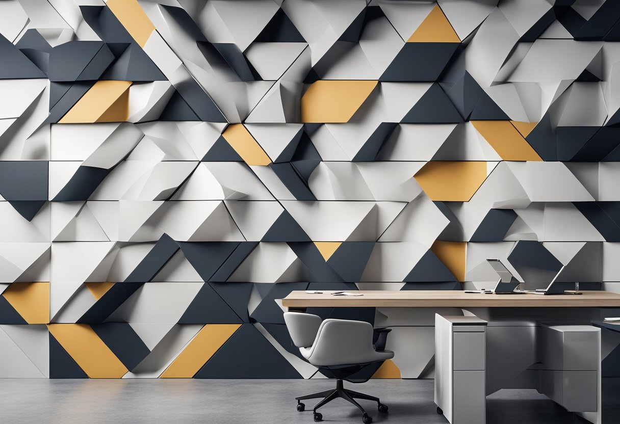 Office with sleek PVC wall panels in modern geometric designs