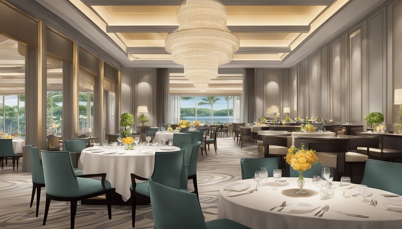 A lavish restaurant at Conrad Centennial Singapore with elegant decor and exquisite cuisine