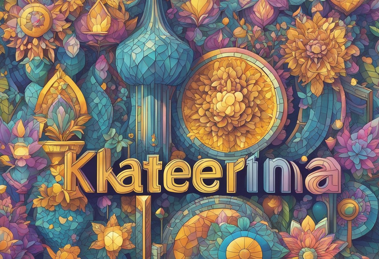 A colorful array of name options surrounds the central focus on "Katerina," highlighting its uniqueness and significance