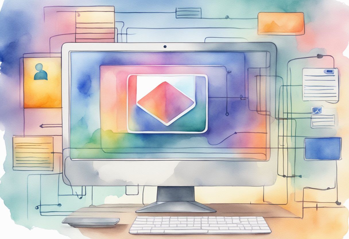 A computer screen displaying a YouTube video with multiple clickable links leading to other videos, creating a network of interconnected backlinks