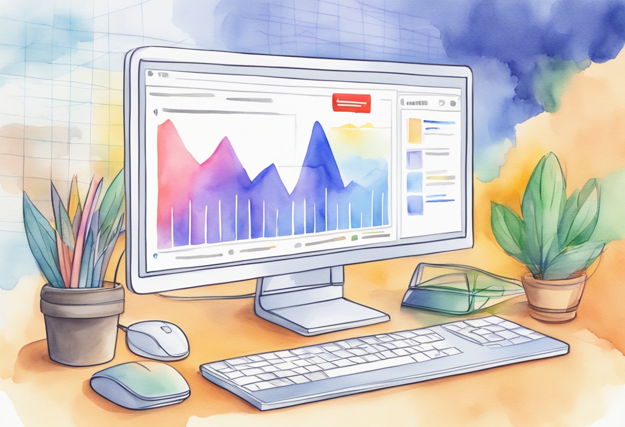 A computer screen showing a YouTube channel with a high-quality backlink being created. A mouse cursor clicks on a link while a graph in the background shows increased traffic