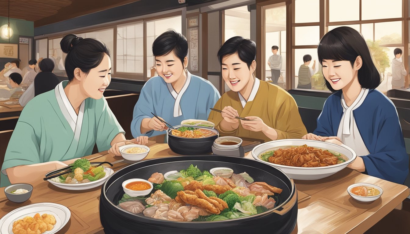 Customers enjoying traditional Korean dishes at Togi Togi restaurant