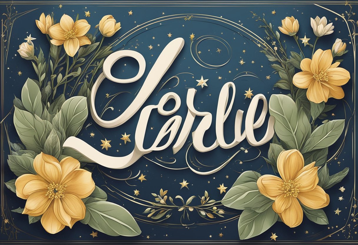 Lorelai's name written in swirling calligraphy, surrounded by delicate flowers and twinkling stars