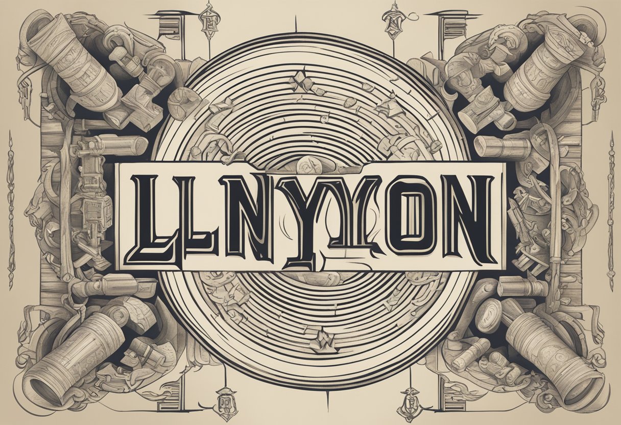 Lyndon name written on a traditional scroll, surrounded by symbols of wisdom, strength, and unity