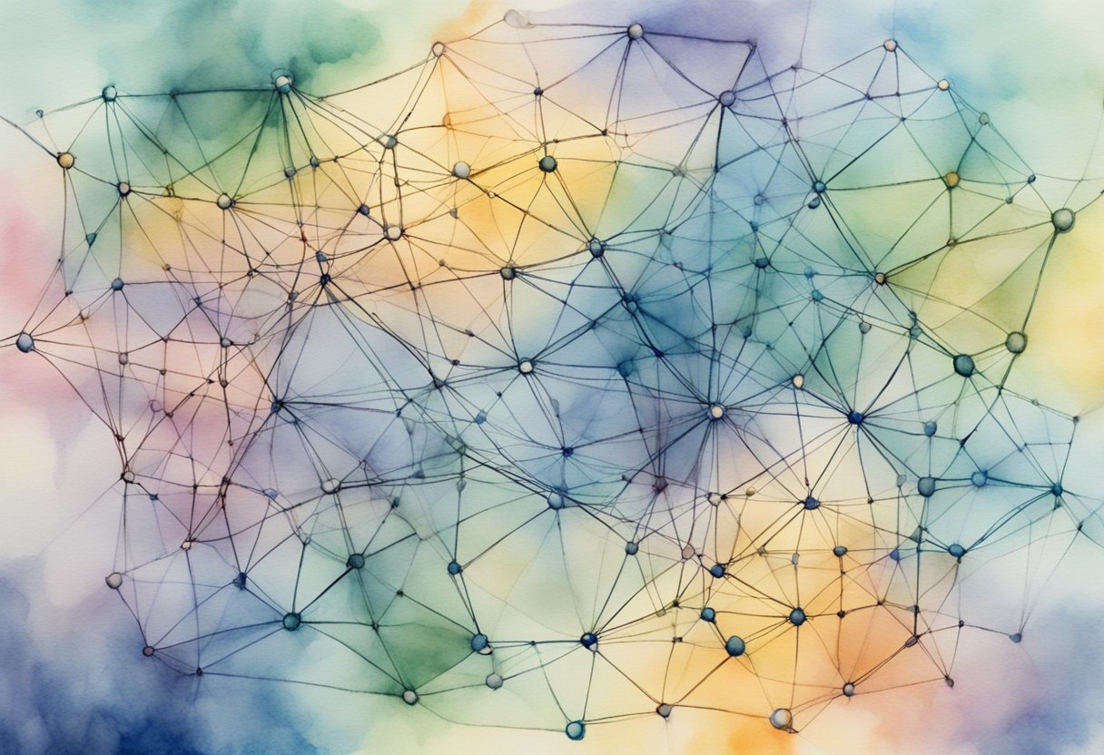 A network of interconnected nodes emitting signals, forming a web of communication