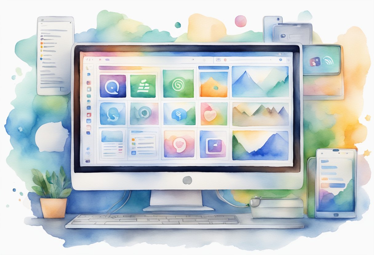 A computer screen displaying a social media platform with various features and functionalities, including profile customization, news feed, messaging, and group interactions