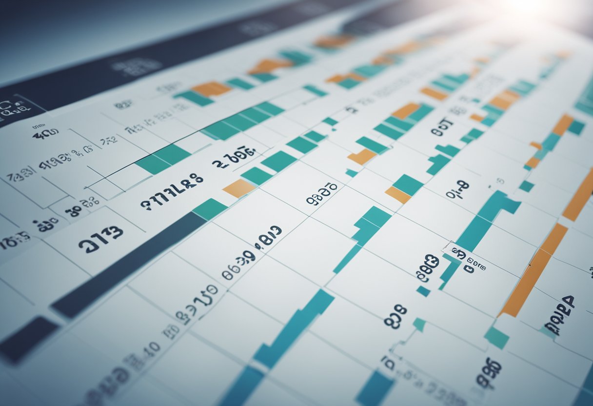A graph displaying an upward trend in sales and leads, with data points connecting to show the impact of b2b data-driven marketing on measuring marketing success