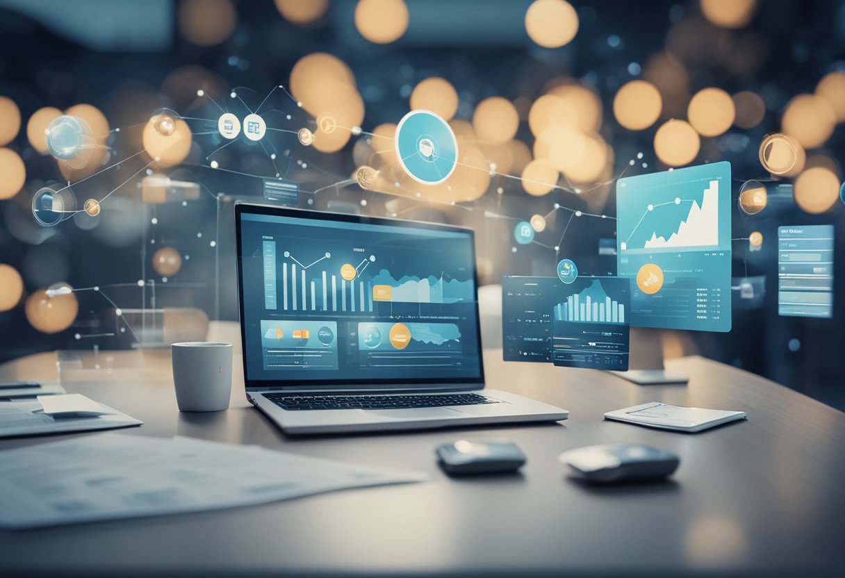 Various technological tools such as CRM software, email marketing platforms, and data analytics dashboards are being utilized in a B2B marketing setting