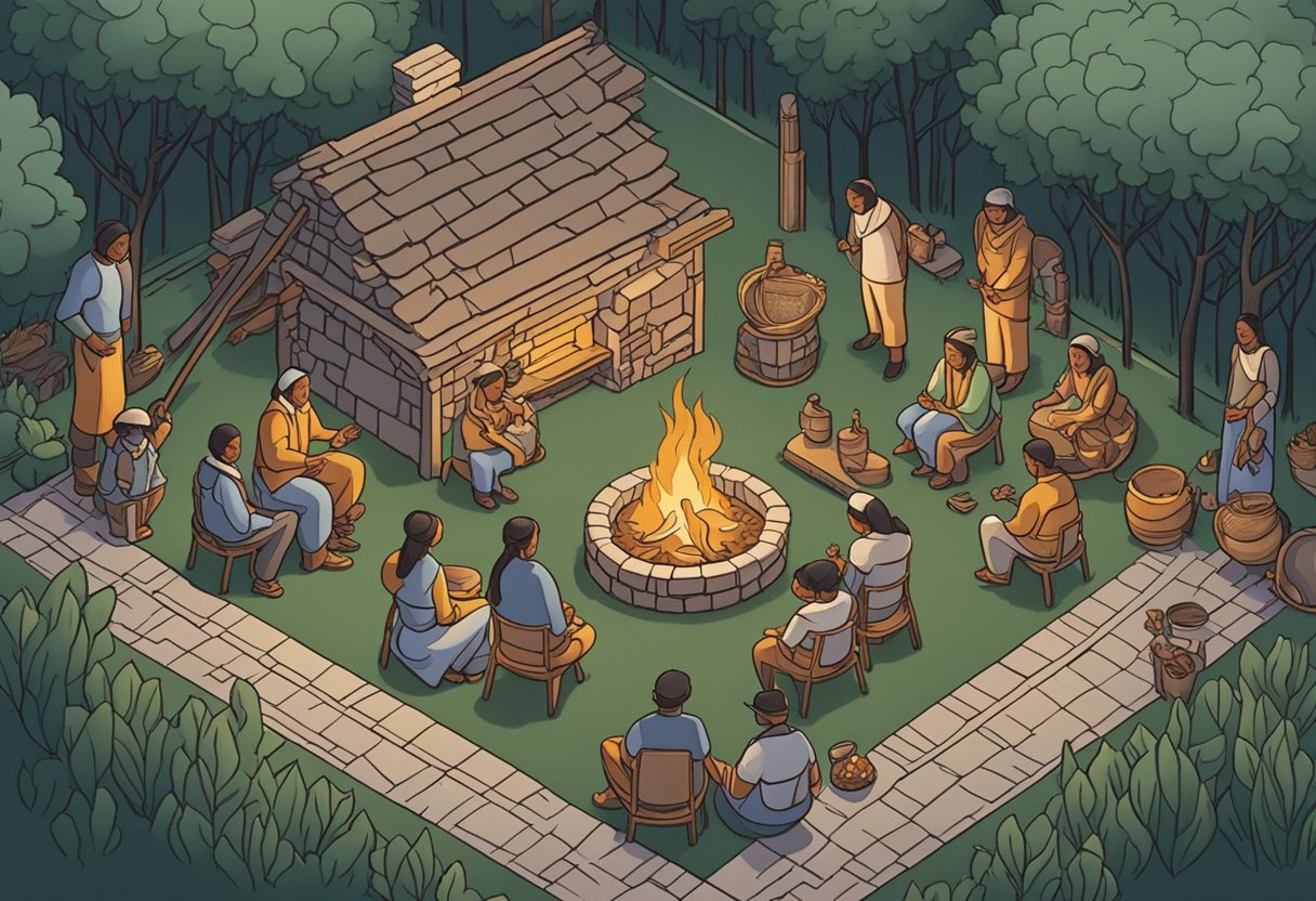 A family gathers around a fire, passing down stories of their ancestors, while a traditional ceremony celebrates the cultural significance of the baby name Niles