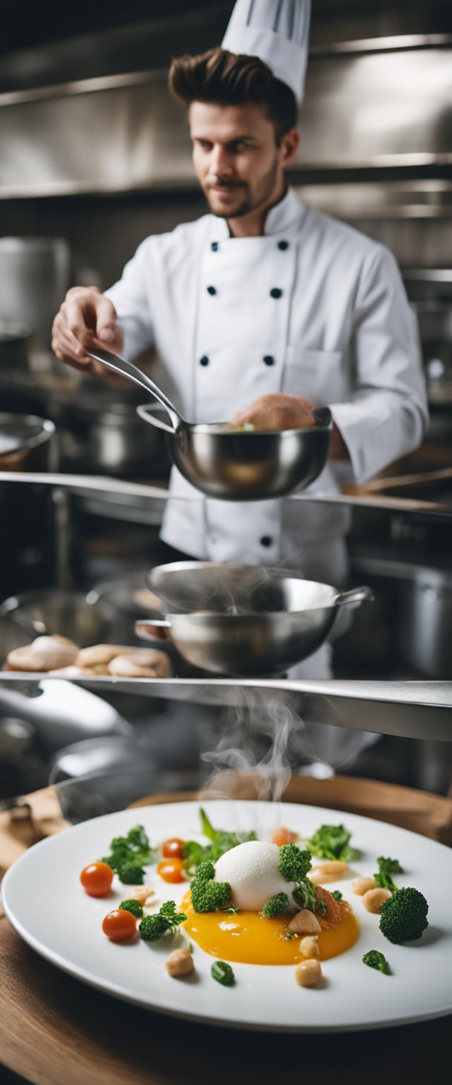 A chef experimenting with different ingredients and techniques, creating unique dishes with a personal touch