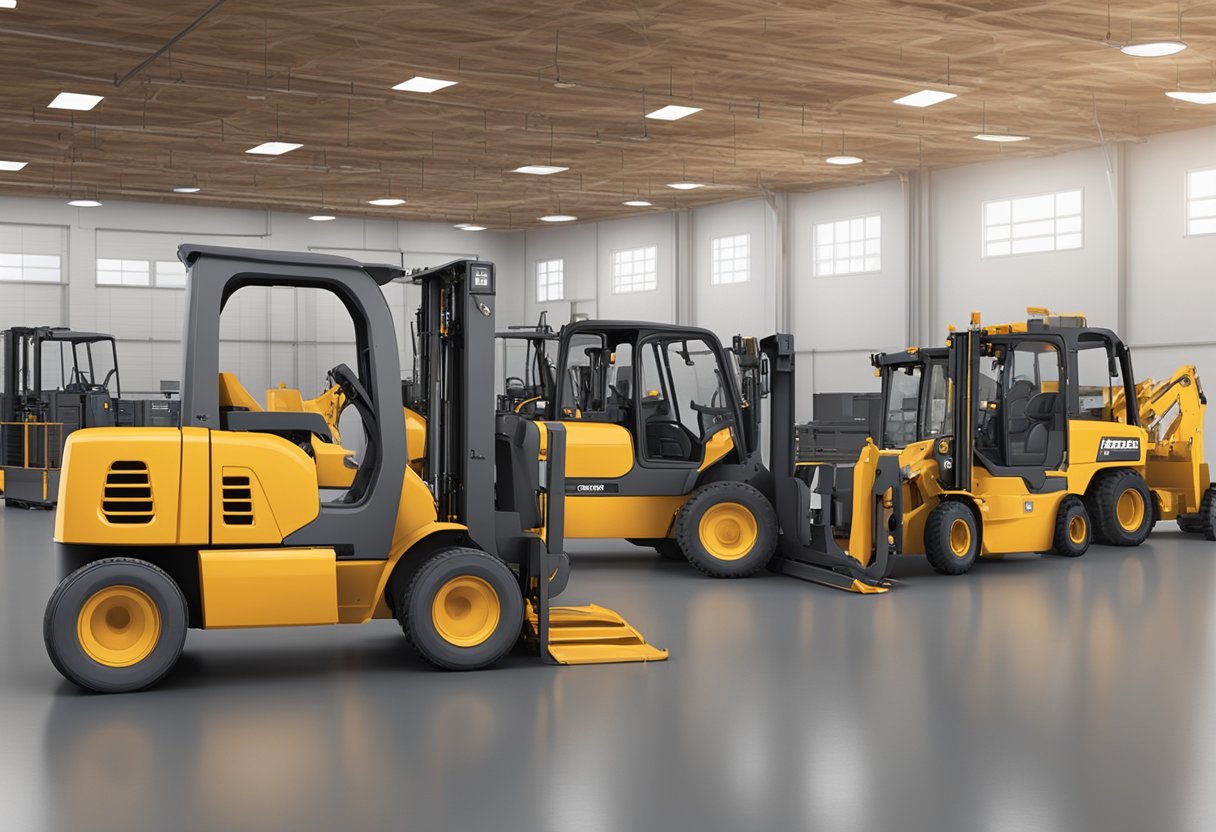 Various equipment lined up neatly in a spacious warehouse, including heavy machinery, power tools, and construction equipment, available for rent in Cheyenne, Wyoming