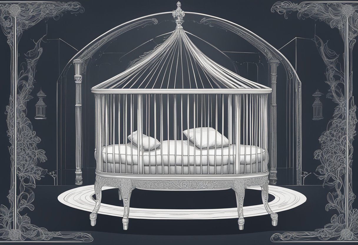 A crib adorned with the name "Serena" in delicate, flowing script