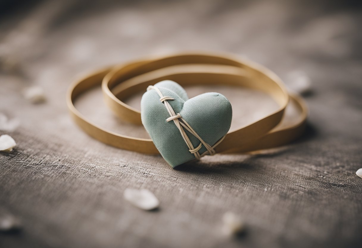 A sacred connection, symbolized by a heart with bandages, amidst life's scars