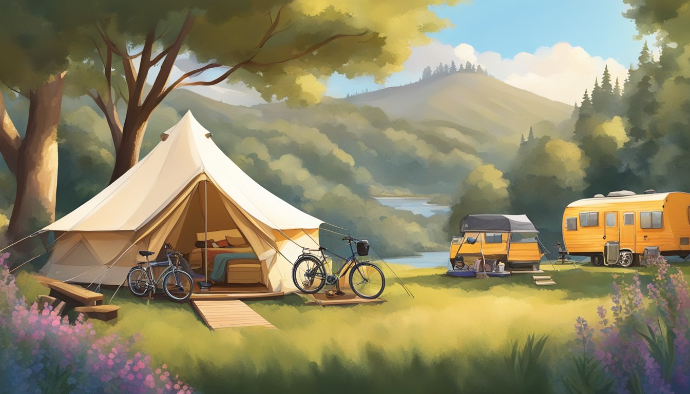 Guests enjoy hiking, biking, and birdwatching in the scenic bay area. A cozy glamping site offers luxury tents and outdoor activities