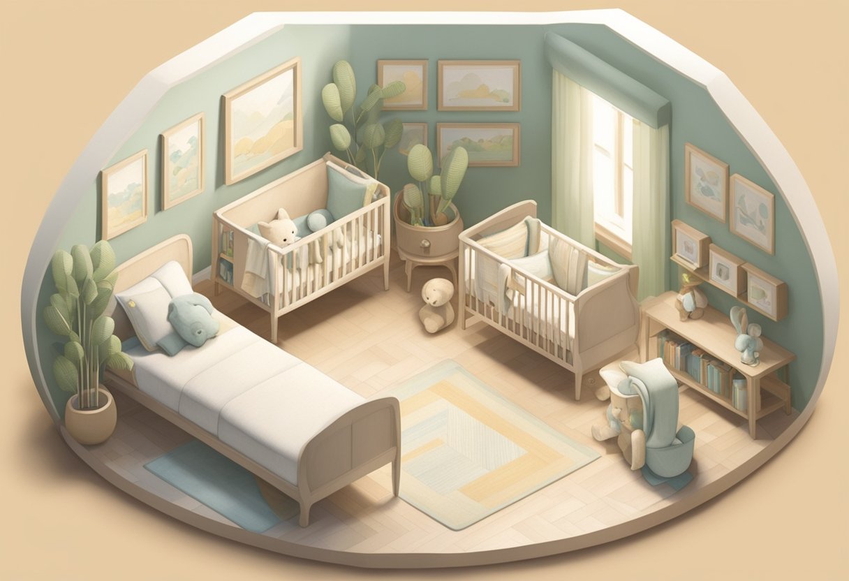 A gender-neutral nursery with a name plaque reading "Zephyr." Soft colors and nature-themed decor create a peaceful atmosphere
