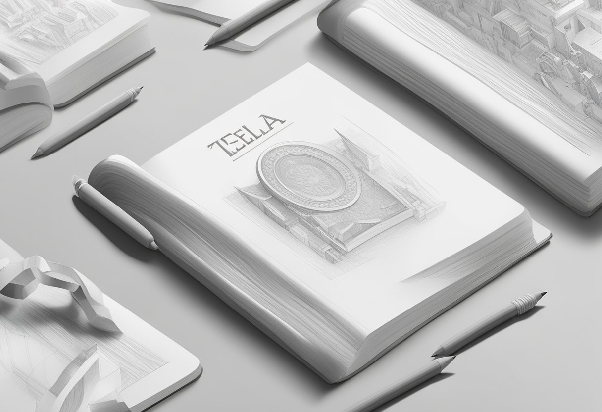 A baby name book open to the page for "Zella" with a pencil hovering over it, ready to mark the chosen name