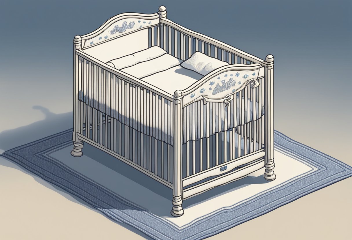 A baby crib with the name "Adolf" embroidered on the blanket