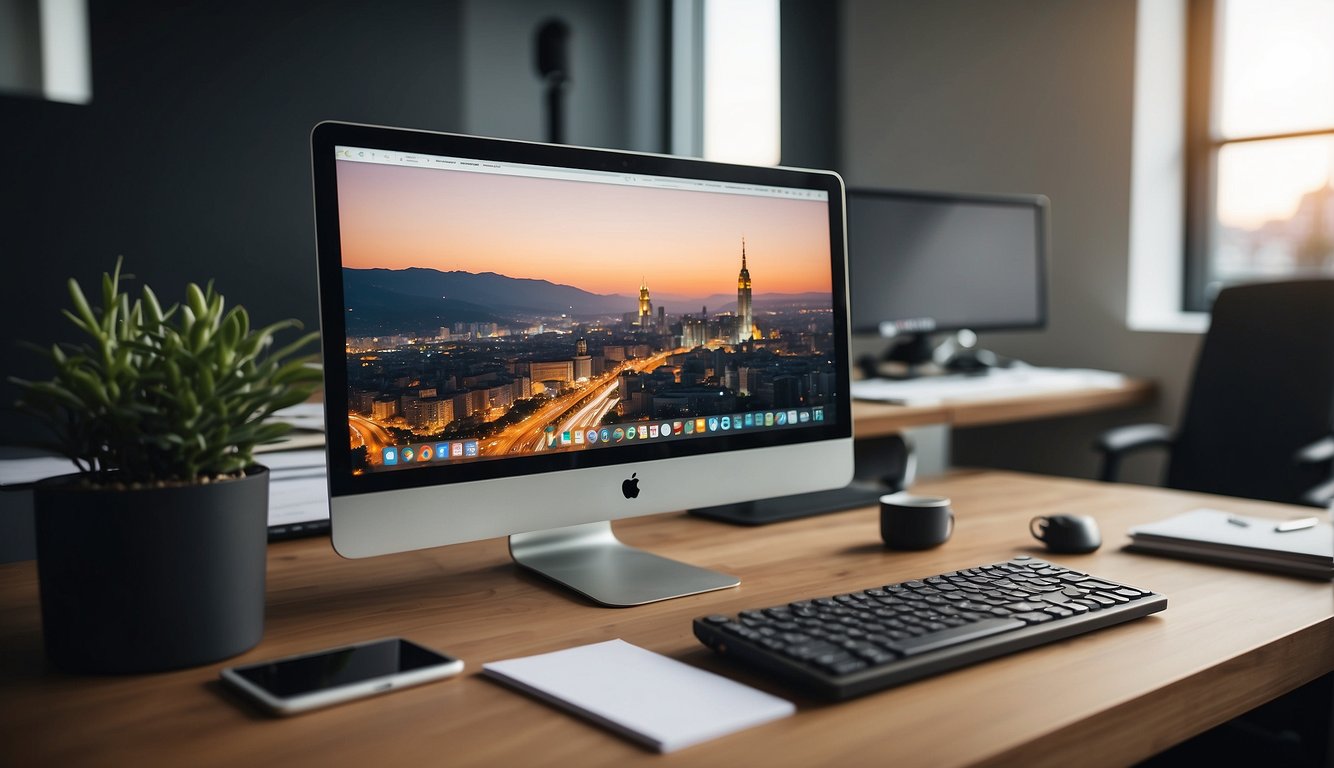 Sander Schimmelpenninck's entrepreneurial spirit and business interests depicted in a modern office setting with a desk, computer, and business documents