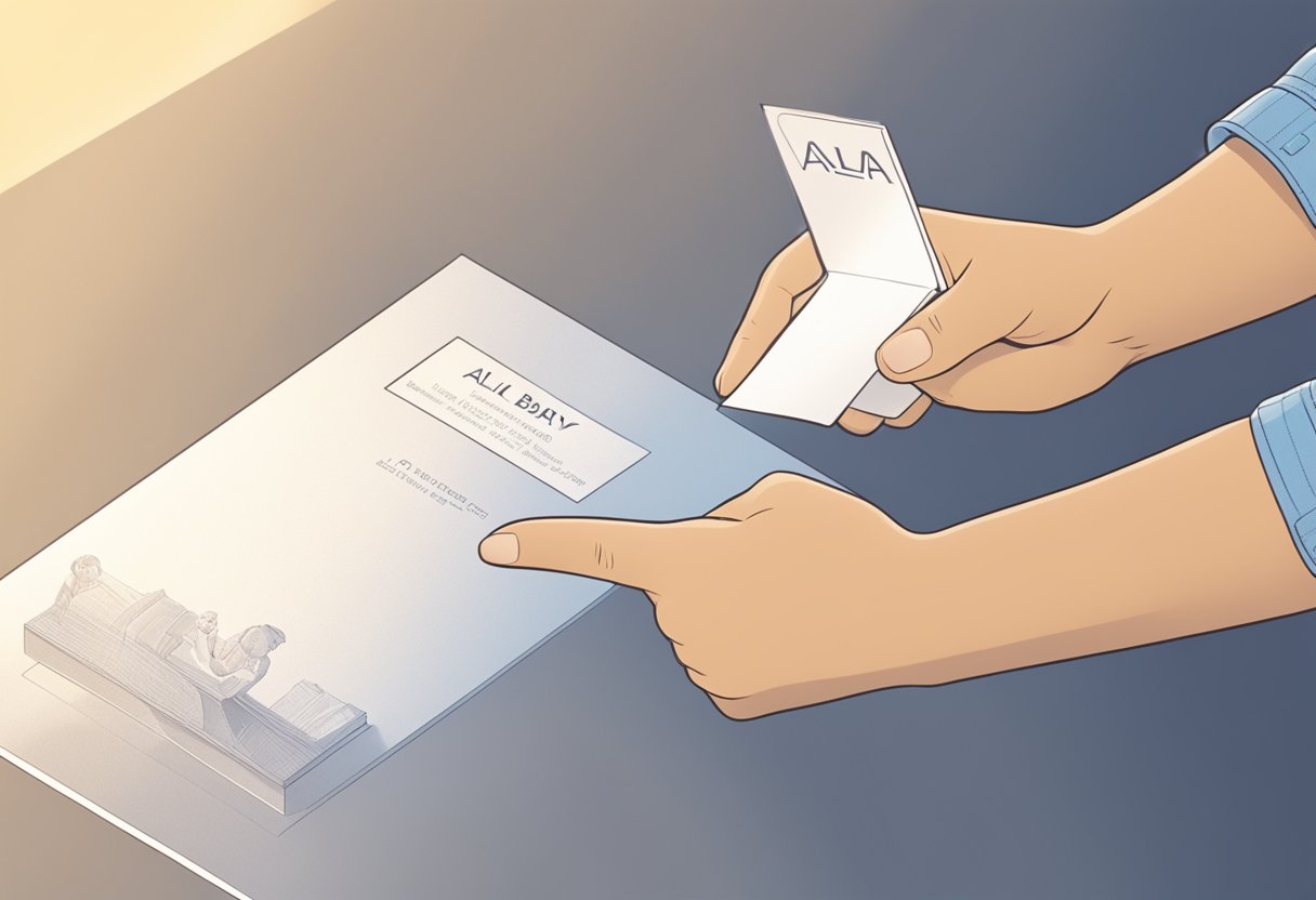 Aila baby name being chosen, with a hand reaching for a name card