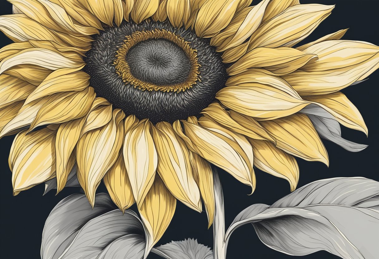 A bright yellow sunflower sways in a gentle breeze, its petals resembling the golden hue of a baby's name, Alba