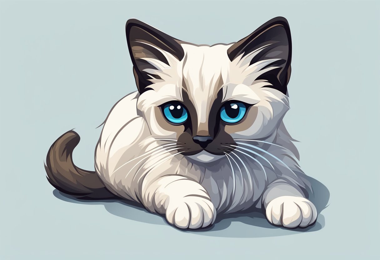 A fluffy Siamese kitten with defining features