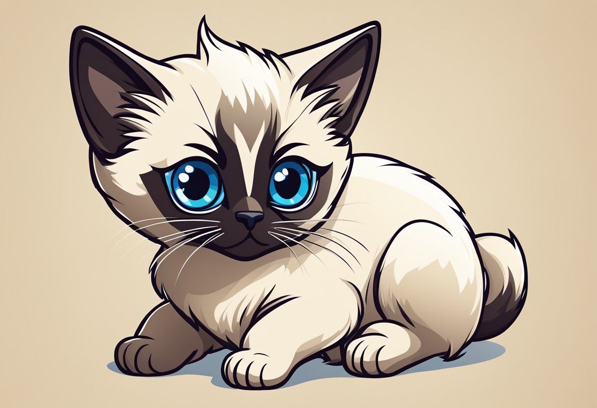 A fluffy Siamese kitten with a playful and confident personality, ready to pounce and play