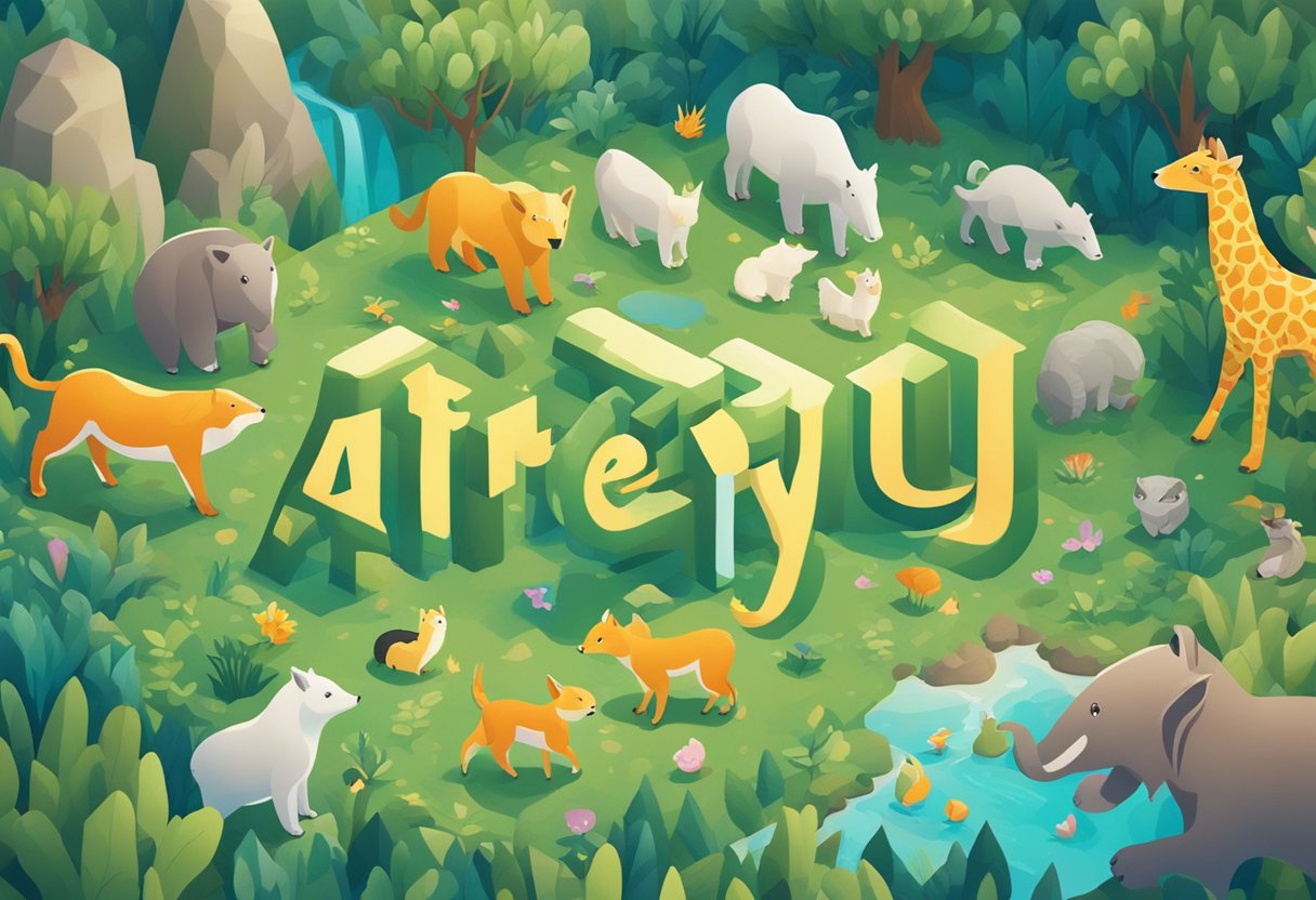 Atreyu's name written in colorful, playful font surrounded by whimsical animals and nature elements