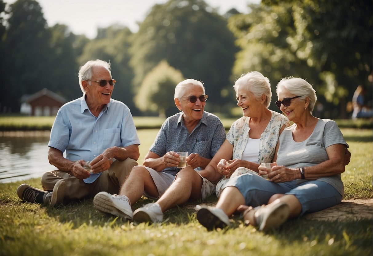 Elderly adults enjoying outdoor activities in hot weather