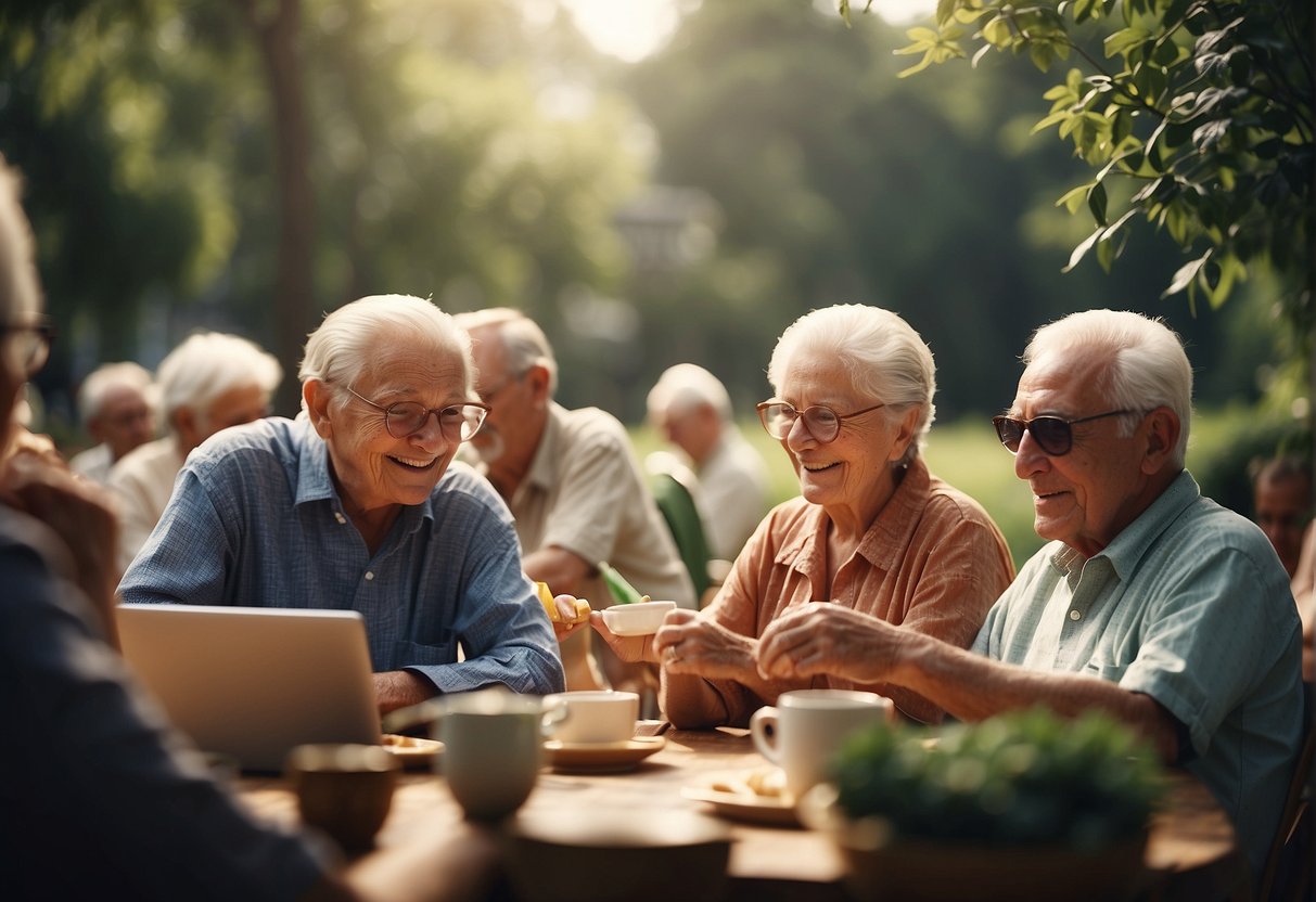 Elderly adults in a hot environment, adapting to climate change for an illustrator to recreate