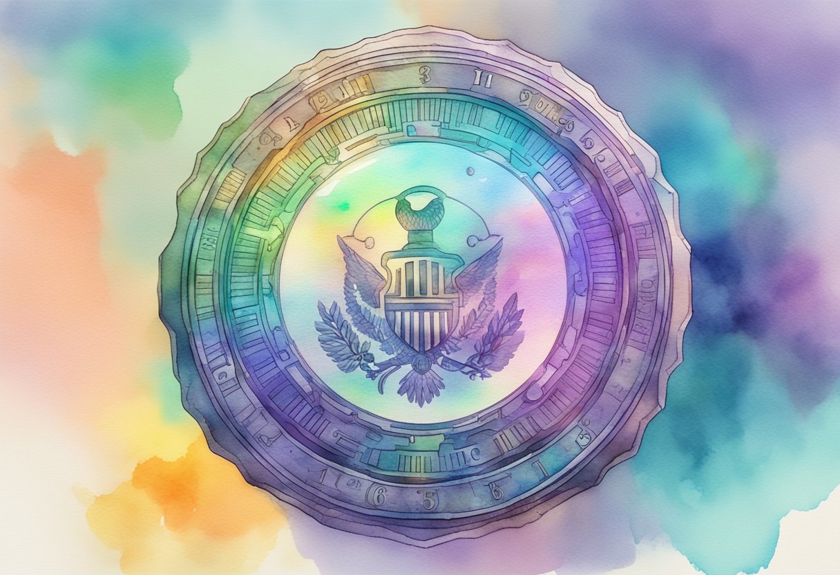 A holographic seal of legitimacy glows on a product, surrounded by security features and a digital timestamp