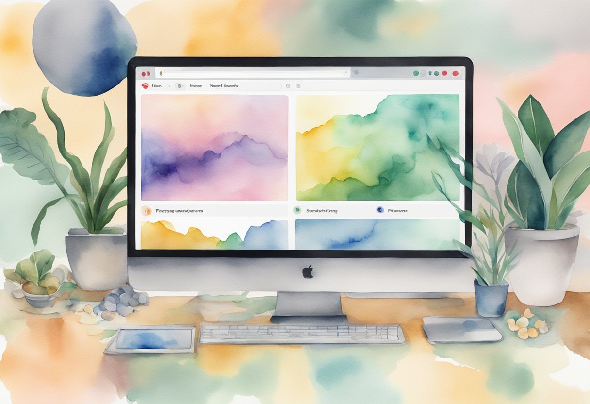 A computer screen displaying the Pinterest Chrome extension with various advanced features and tools visible on the interface