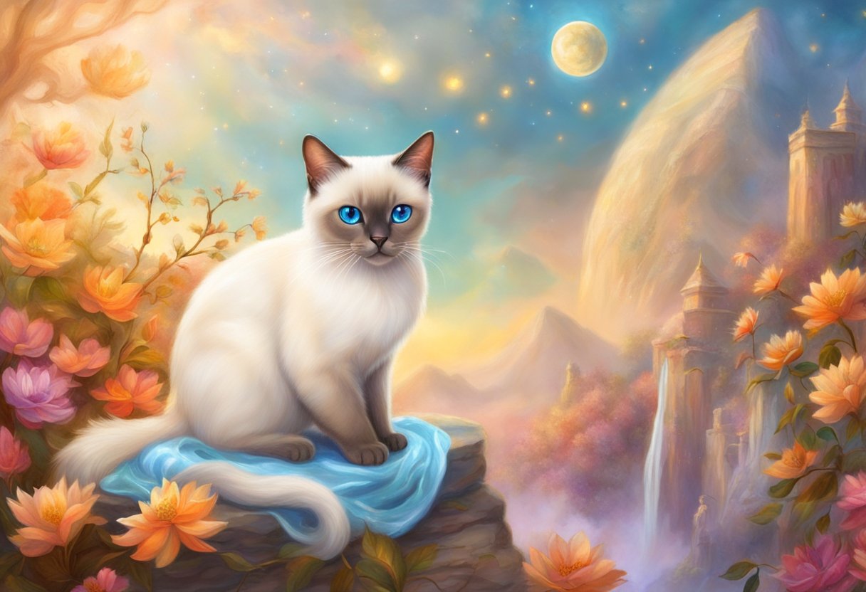A snowshoe Siamese cat with accessories and extras priced