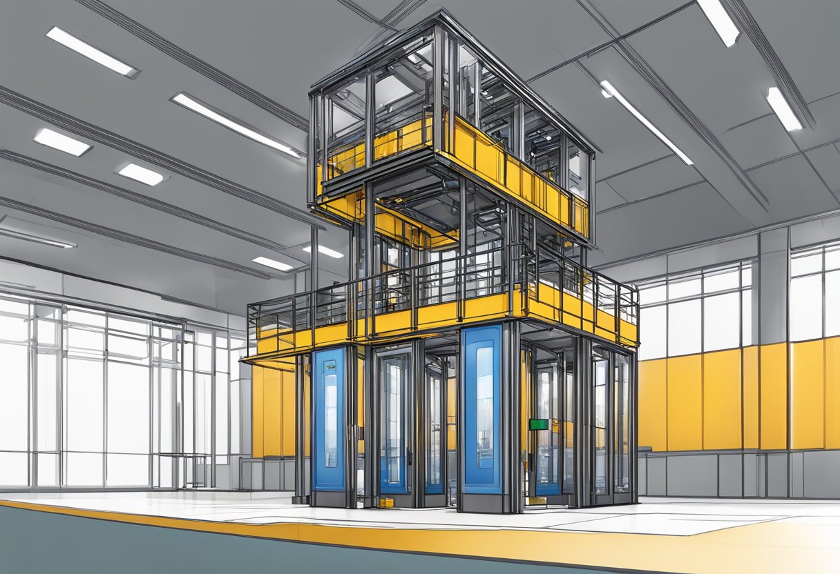 A passenger lift being constructed according to design specifications