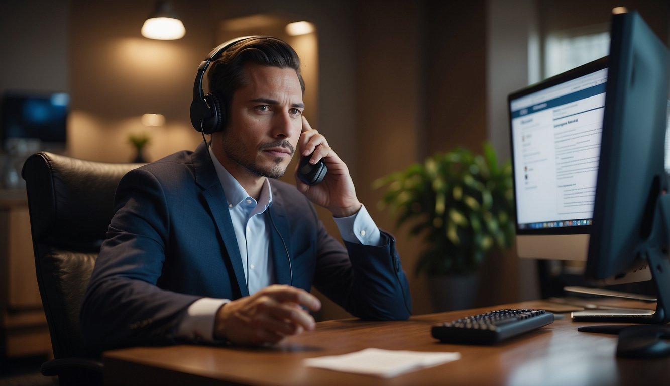 A person receiving a call from a scammer, who is trying to manipulate them into sharing personal and financial information. The scammer is using persuasive language and tactics to deceive the victim