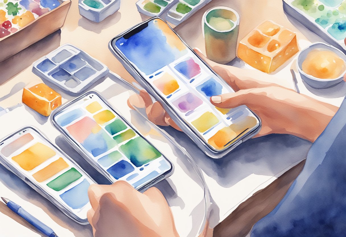 A person browsing Mercari on their phone, selecting items and adding them to their cart