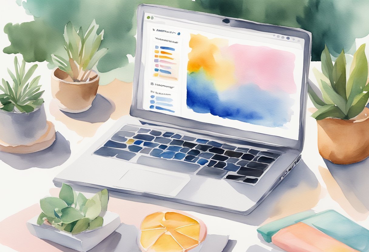 A laptop with Mercari website open, items being listed, and a positive review displayed