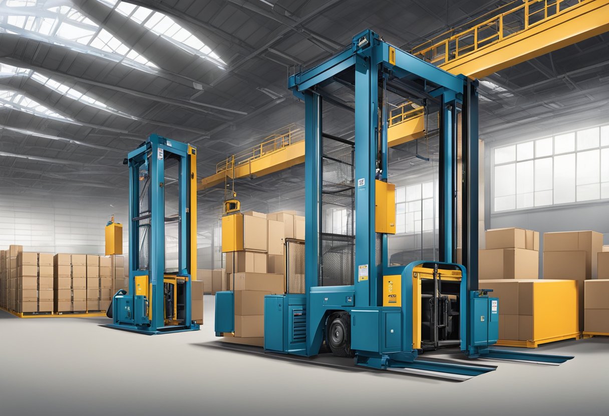 A passenger goods hoist meets regulatory compliance standards in a warehouse setting