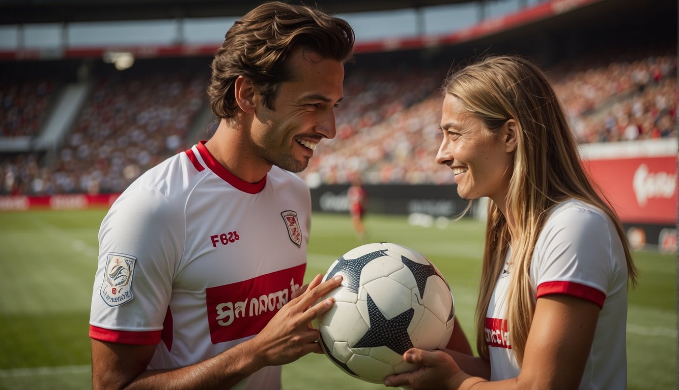 A soccer player (Maarten Paes) from FC Utrecht with his girlfriend, showcasing his wealth and income